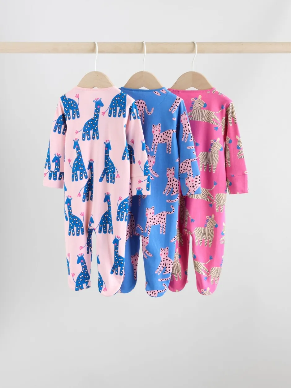 Multipacks|Babypakjes En Babypyjama's*Next Blauw/roze met karakteristieke dierenprint - 3 Pack Baby-pyjama's met tweewegrits (0mnd -2jr)