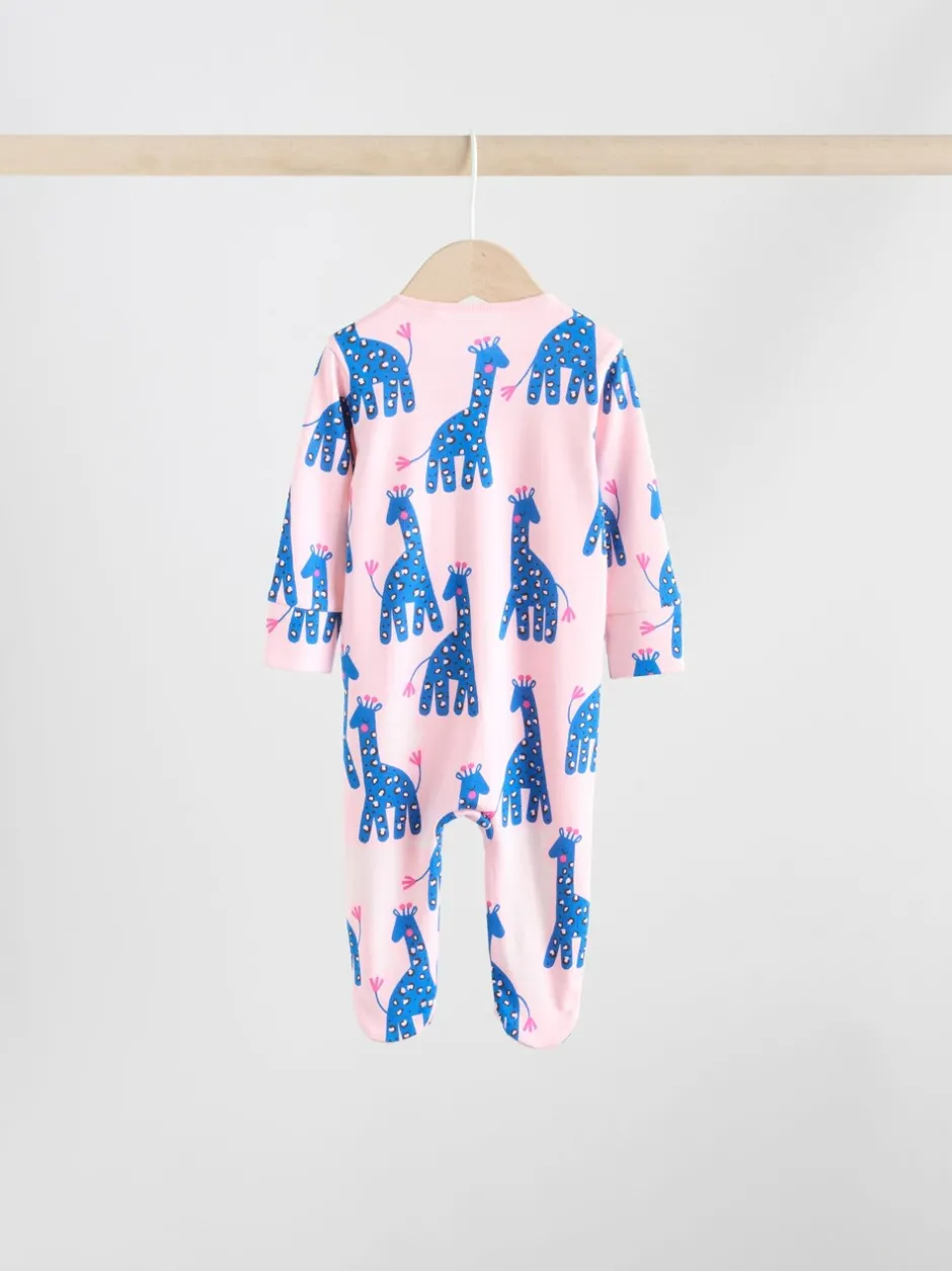Multipacks|Babypakjes En Babypyjama's*Next Blauw/roze met karakteristieke dierenprint - 3 Pack Baby-pyjama's met tweewegrits (0mnd -2jr)