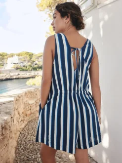Jumpsuits En Playsuits*Next Blauw/wit - Jersey Summer Playsuit