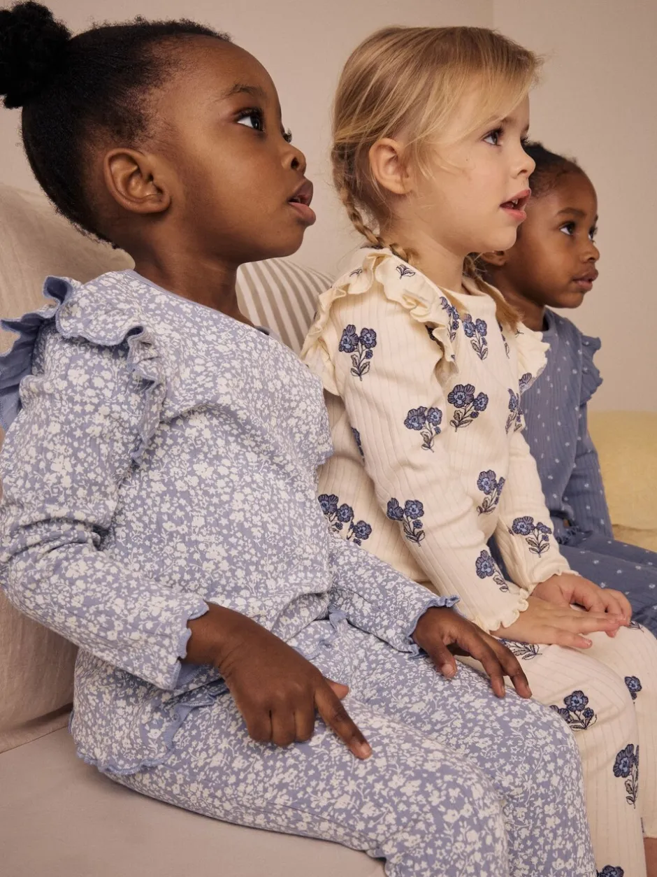 Multipacks|Nachtkleding En Pyjama's|Next - Knusse geribbelde pyjama's 3 verpakking (9mnd-12jr) Blauw/wit