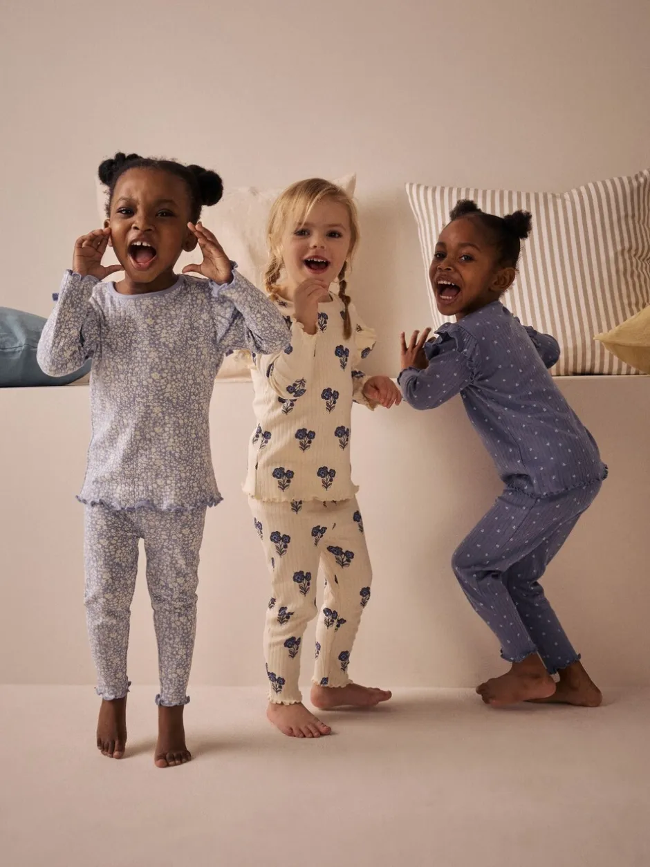 Multipacks|Nachtkleding En Pyjama's|Next - Knusse geribbelde pyjama's 3 verpakking (9mnd-12jr) Blauw/wit