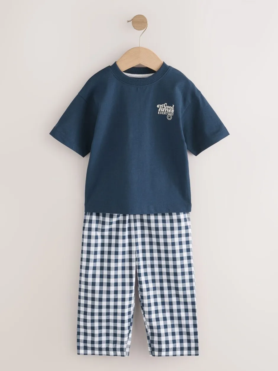 Pyjama's|Next Blauw/wit - Korte mouwen lange pyjama's 2 verpakking (9mnd-12jr)