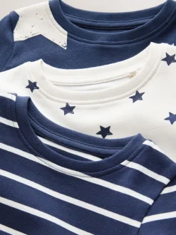 Pyjama's|Nachtkleding En Pyjama's*Next Blauw/wit - Slim Snuggle Fit Pyjamas 3 Pack (9mths-10yrs)