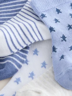 Sokken En Panty's|Sokken|Next Blauw/wit - Verpakking van 5 paar babysokken (0 mnd-2 jr)