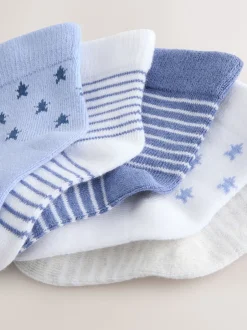 Sokken En Panty's|Sokken|Next Blauw/wit - Verpakking van 5 paar babysokken (0 mnd-2 jr)