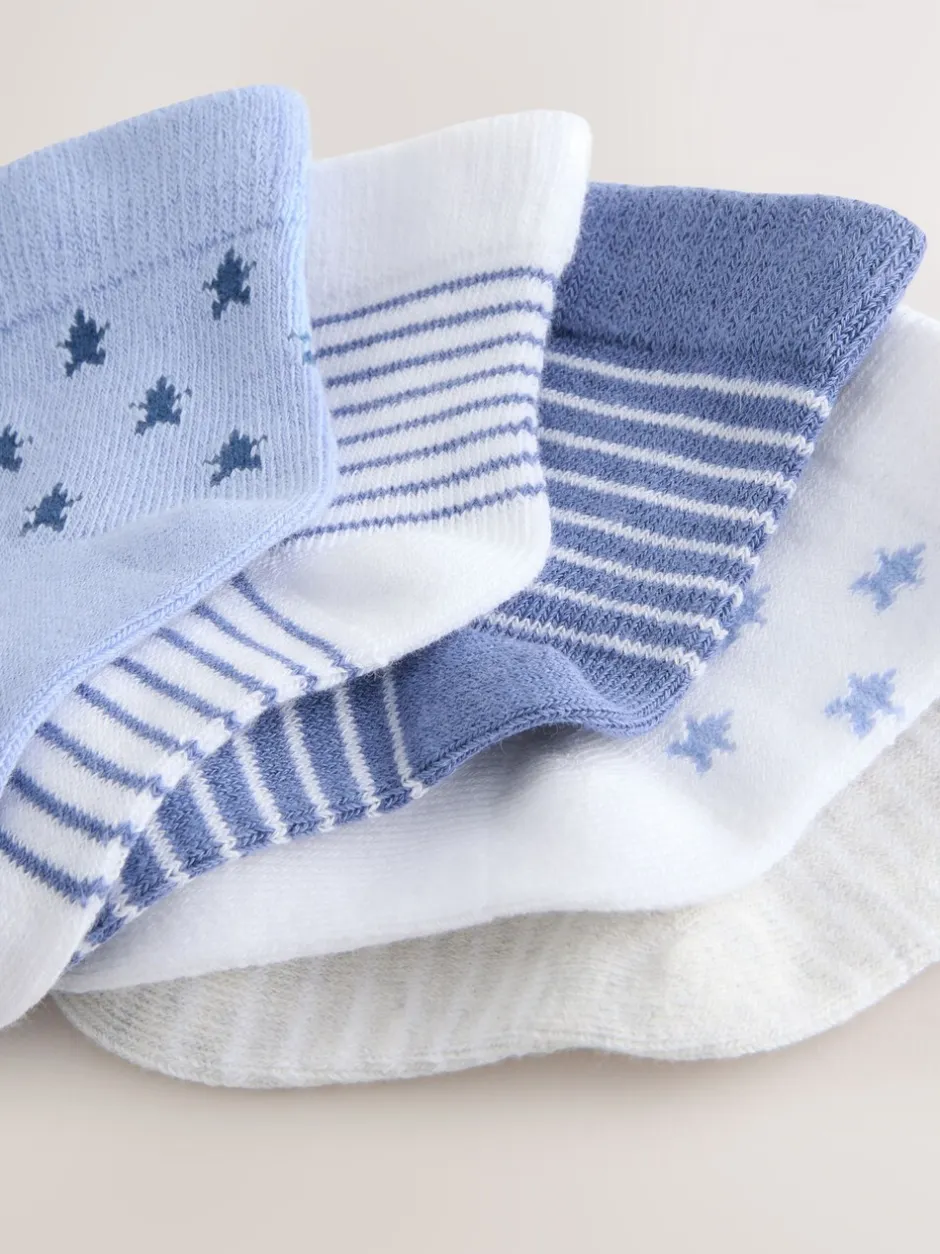 Sokken En Panty's|Sokken|Next Blauw/wit - Verpakking van 5 paar babysokken (0 mnd-2 jr)