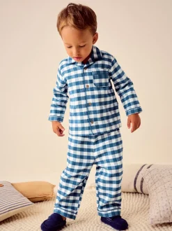 Pyjama's|Nachtkleding En Pyjama's|Next - Pyjama met knopen (9 mnd - 10 jr) Blauw-wit geruit