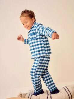 Pyjama's|Nachtkleding En Pyjama's|Next - Pyjama met knopen (9 mnd - 10 jr) Blauw-wit geruit