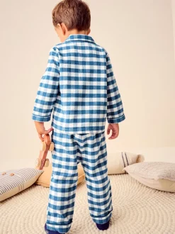 Pyjama's|Nachtkleding En Pyjama's|Next - Pyjama met knopen (9 mnd - 10 jr) Blauw-wit geruit