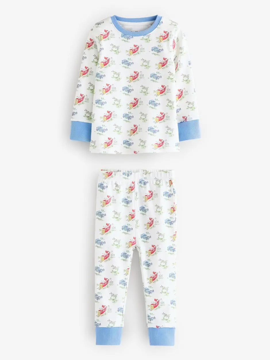 Pyjama's|Nachtkleding En Pyjama's*Next Blauw/wit met auto's - Verpakking van 3 knusse pyjama's