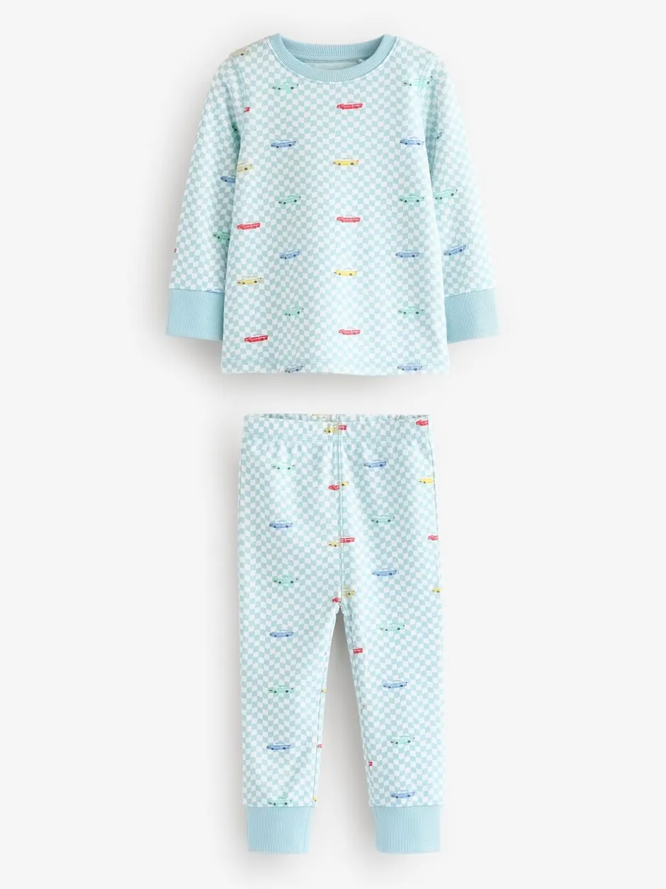 Pyjama's|Nachtkleding En Pyjama's*Next Blauw/wit met auto's - Verpakking van 3 knusse pyjama's