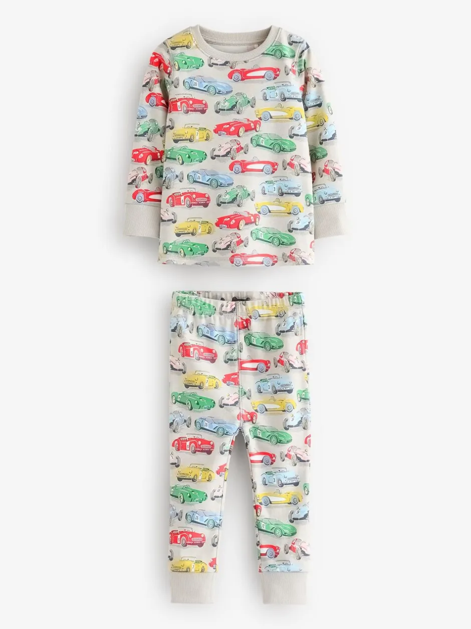 Pyjama's|Nachtkleding En Pyjama's*Next Blauw/wit met auto's - Verpakking van 3 knusse pyjama's