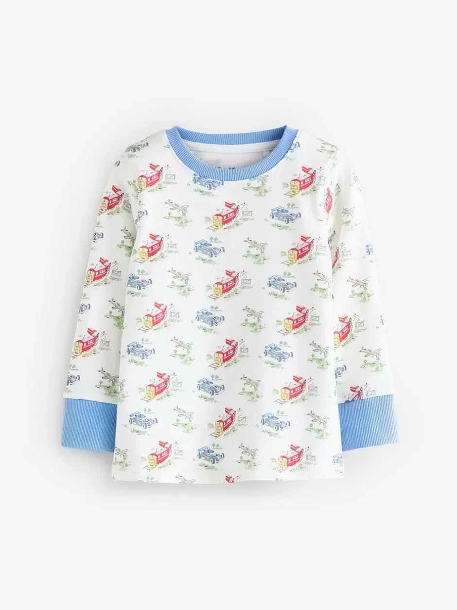 Pyjama's|Nachtkleding En Pyjama's*Next Blauw/wit met auto's - Verpakking van 3 knusse pyjama's