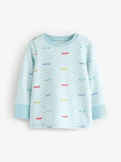 Pyjama's|Nachtkleding En Pyjama's*Next Blauw/wit met auto's - Verpakking van 3 knusse pyjama's