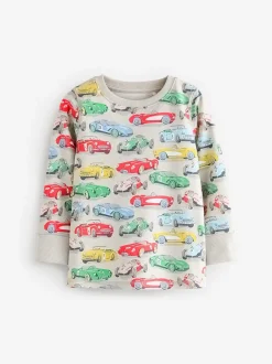Pyjama's|Nachtkleding En Pyjama's*Next Blauw/wit met auto's - Verpakking van 3 knusse pyjama's
