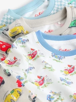 Pyjama's|Nachtkleding En Pyjama's*Next Blauw/wit met auto's - Verpakking van 3 knusse pyjama's