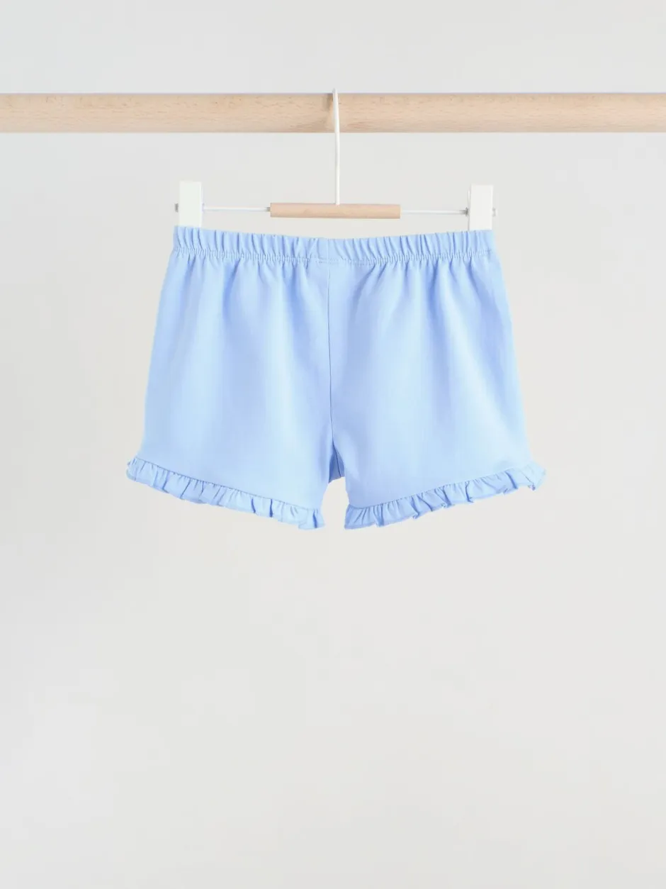 Tops|Tops*Next - 6 -delig Baby Set van T-shirt met ruches en short (0mnd-2jr) Blauw/wit met bloemenprint
