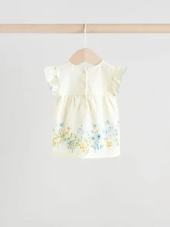 Tops|Tops*Next - 6 -delig Baby Set van T-shirt met ruches en short (0mnd-2jr) Blauw/wit met bloemenprint