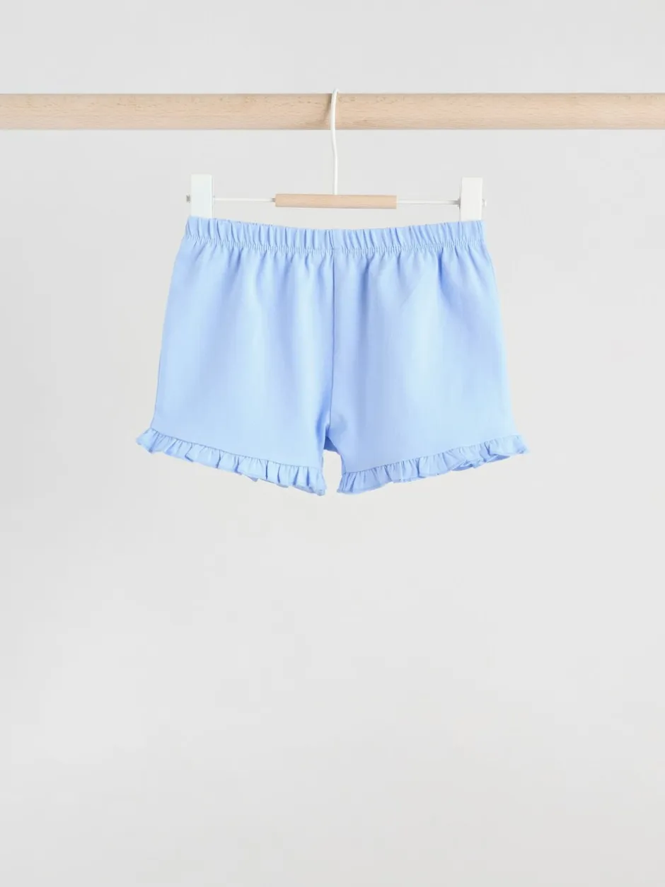 Tops|Tops*Next - 6 -delig Baby Set van T-shirt met ruches en short (0mnd-2jr) Blauw/wit met bloemenprint
