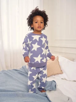 Pyjama's|Nachtkleding En Pyjama's*Next - Behaaglijke korte fleecepyjama (9 mnd - 12 jr) Blauw/wit met sterren