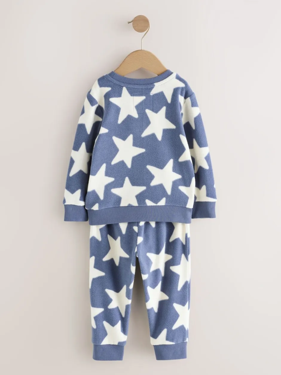 Pyjama's|Nachtkleding En Pyjama's*Next - Behaaglijke korte fleecepyjama (9 mnd - 12 jr) Blauw/wit met sterren