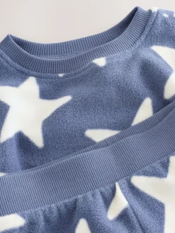 Pyjama's|Nachtkleding En Pyjama's*Next - Behaaglijke korte fleecepyjama (9 mnd - 12 jr) Blauw/wit met sterren