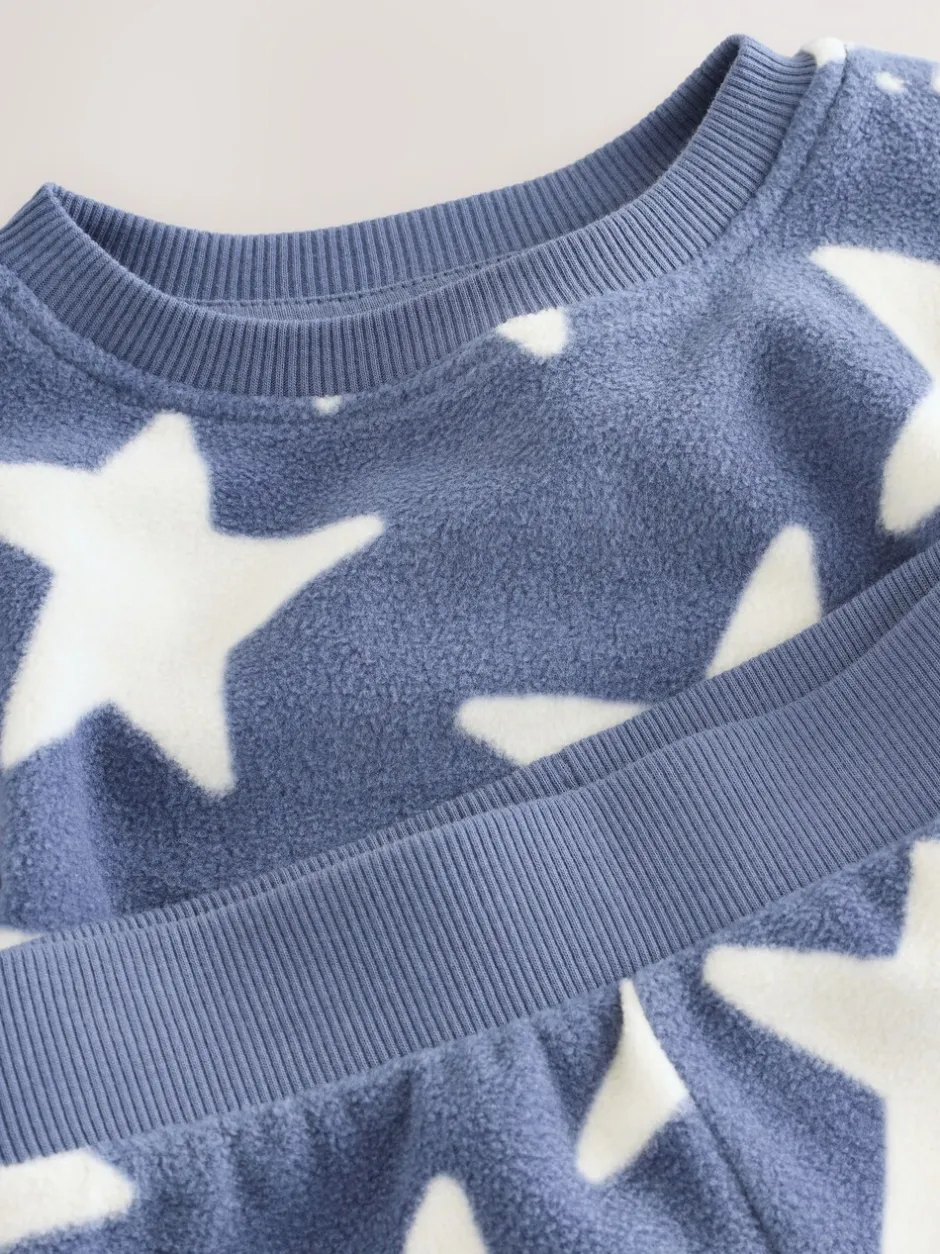 Pyjama's|Nachtkleding En Pyjama's*Next - Behaaglijke korte fleecepyjama (9 mnd - 12 jr) Blauw/wit met sterren