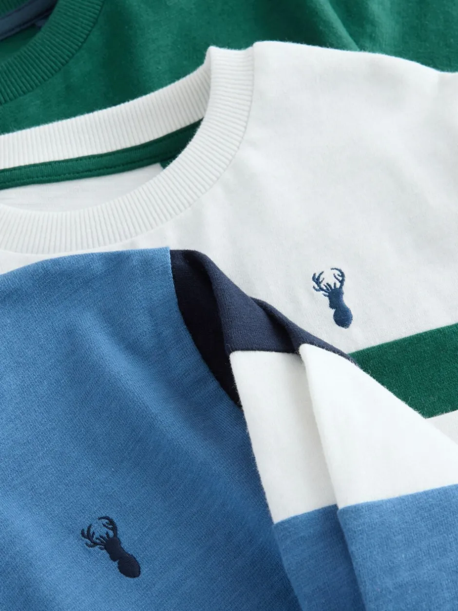 T-Shirts|Tops*Next - Kleurblok T-shirts met lange mouwen 3 verpakking (3-16jr) Blauw/wit/groen