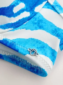 Badkleding*Next - Gedrapeerde, voorgevormde Bikini met beugel Blauw/witte zebraprint