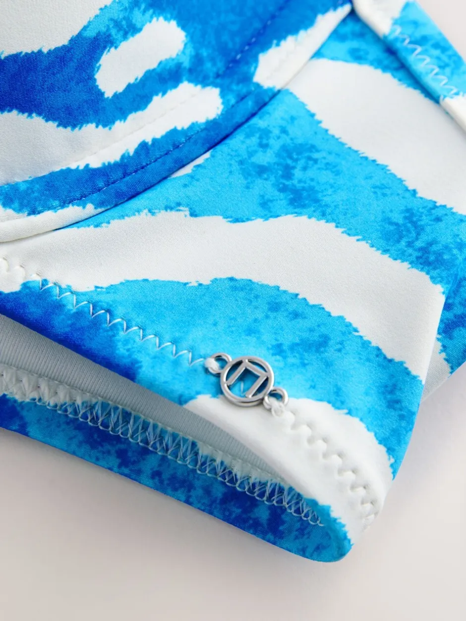 Badkleding*Next - Gedrapeerde, voorgevormde Bikini met beugel Blauw/witte zebraprint