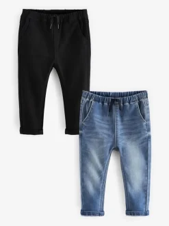 Multipacks|Jeans En Joggingbroeken*Next Blauw-zwart denim - Set van 2 superzachte jeans met stretch en elastische taille (3mnd-7jr)