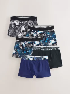 Ondergoed*Next - Verpakking van 5 boxers (2-16jr) Blauw/zwart met voetbalprint