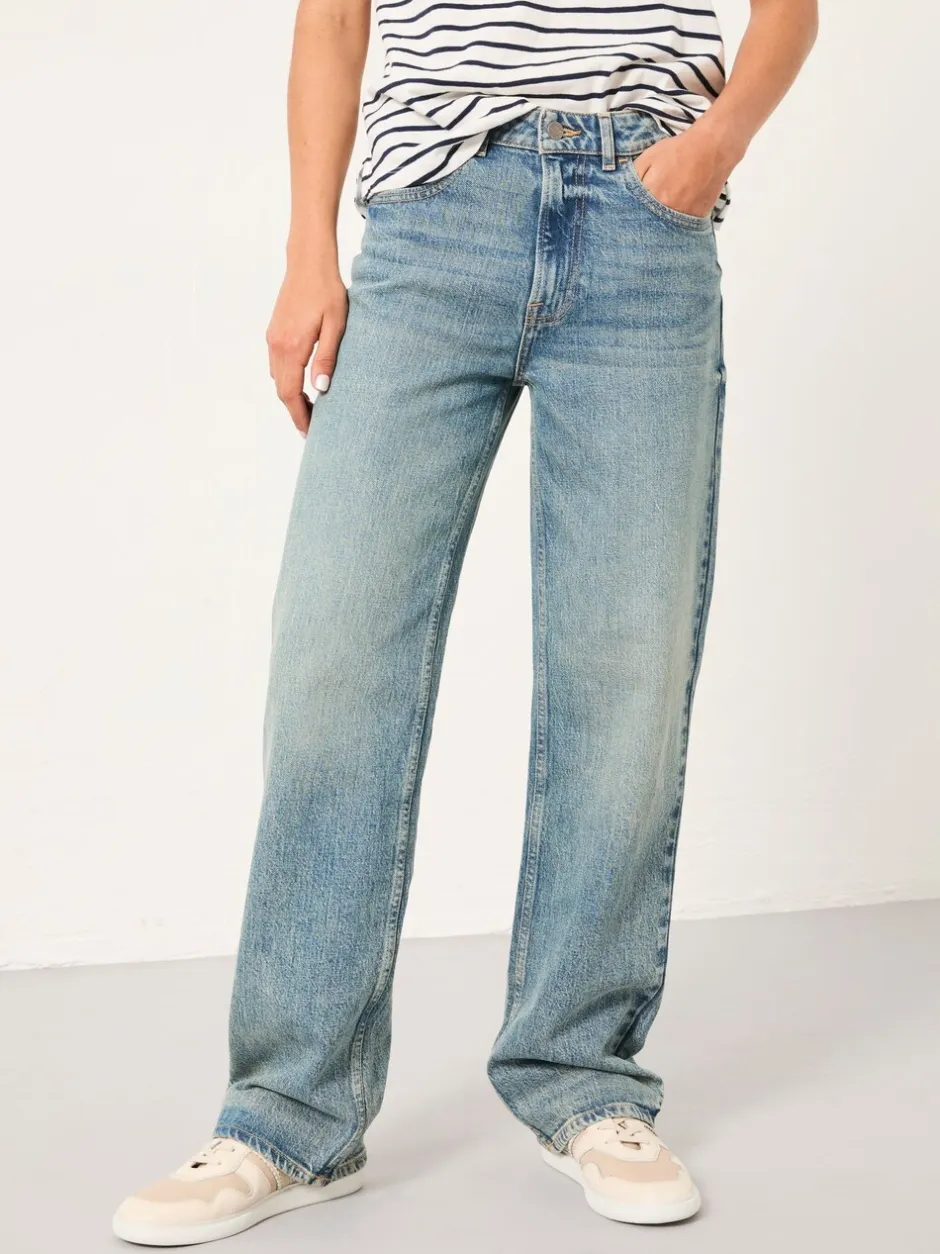 Jeans|Fat Face - FatFace Relaxed Straight Jeans Bleach Wash Denim