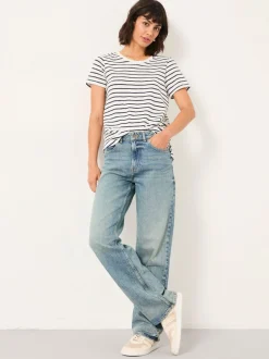 Jeans|Fat Face - FatFace Relaxed Straight Jeans Bleach Wash Denim