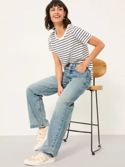 Jeans|Fat Face - FatFace Relaxed Straight Jeans Bleach Wash Denim