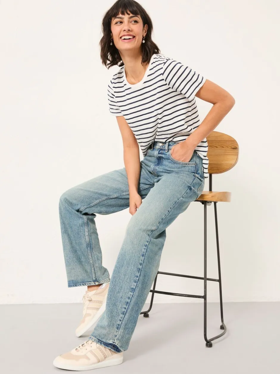 Jeans|Fat Face - FatFace Relaxed Straight Jeans Bleach Wash Denim