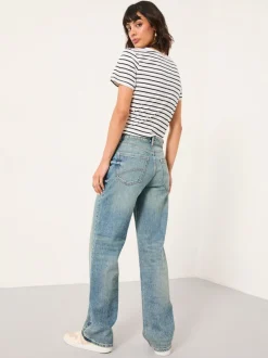 Jeans|Fat Face - FatFace Relaxed Straight Jeans Bleach Wash Denim