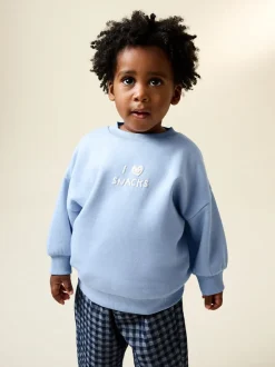 Sweaters En Hoody´S|Next Blue I Love Snacks - Sweatshirt met ronde hals en all-over print (3 mnd - 7 jr)