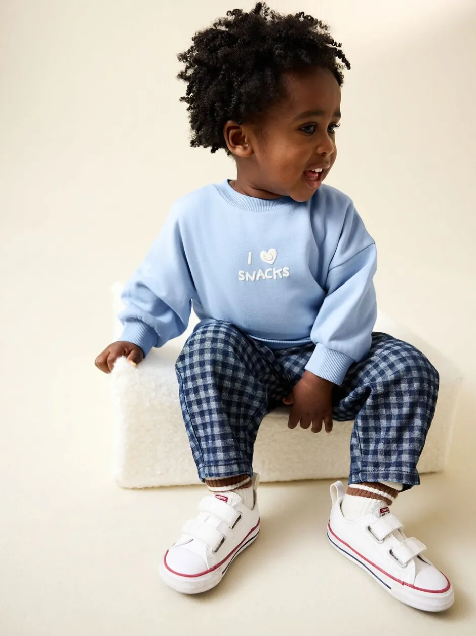 Sweaters En Hoody´S|Next Blue I Love Snacks - Sweatshirt met ronde hals en all-over print (3 mnd - 7 jr)