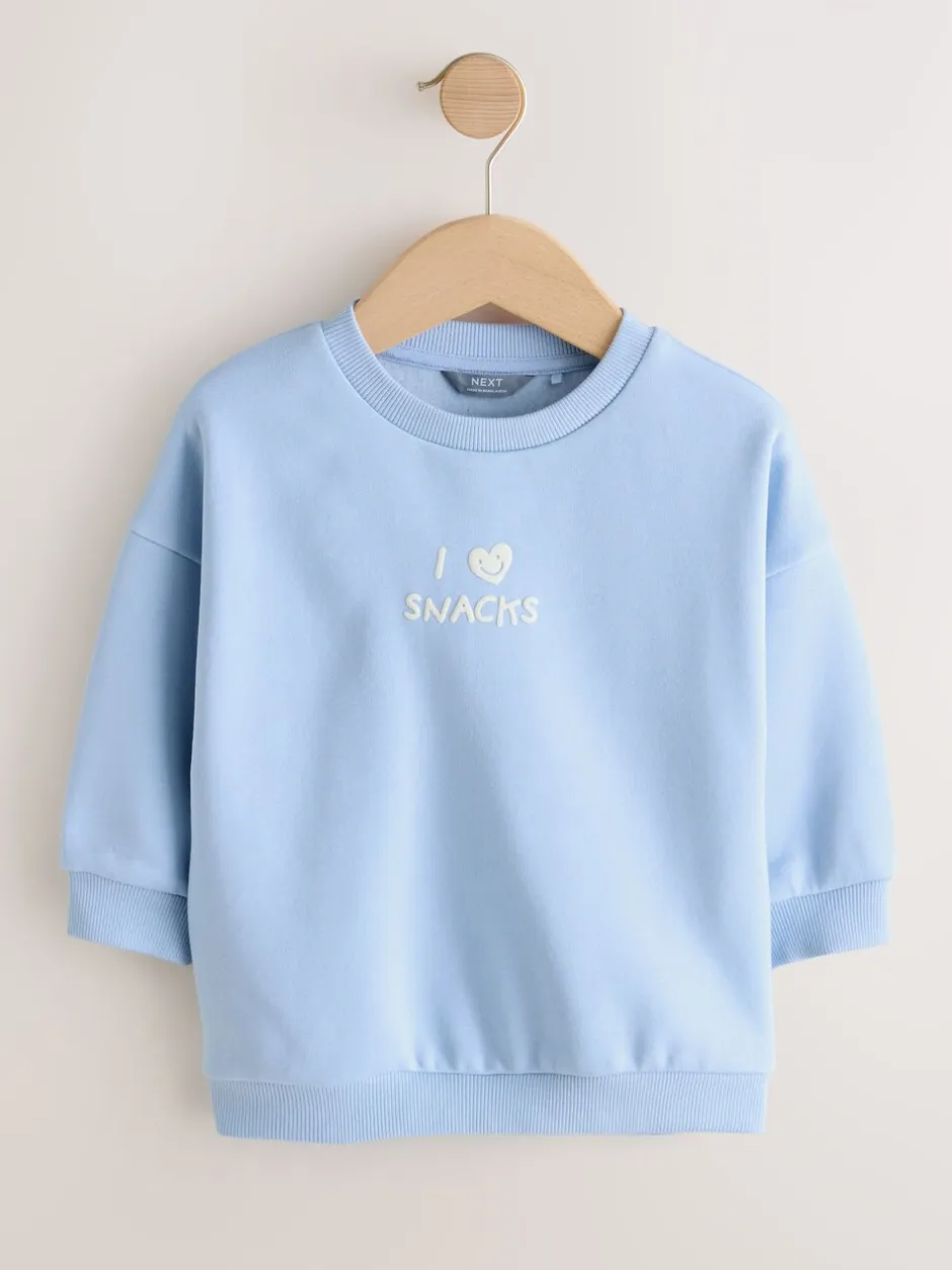 Sweaters En Hoody´S|Next Blue I Love Snacks - Sweatshirt met ronde hals en all-over print (3 mnd - 7 jr)