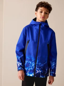 Jassen En Jacks*Next Blue Lightning Print - Waterdichte jas met fleece voering en capuchon (3-17jr)