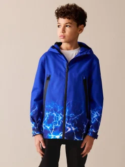 Jassen En Jacks*Next Blue Lightning Print - Waterdichte jas met fleece voering en capuchon (3-17jr)