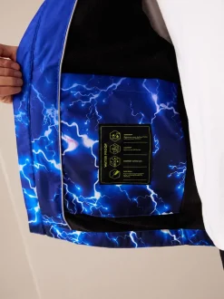 Jassen En Jacks*Next Blue Lightning Print - Waterdichte jas met fleece voering en capuchon (3-17jr)