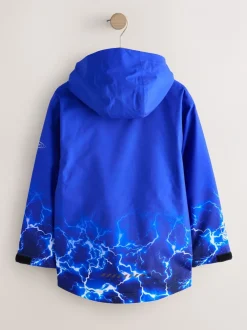 Jassen En Jacks*Next Blue Lightning Print - Waterdichte jas met fleece voering en capuchon (3-17jr)