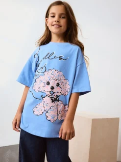 T-Shirts|Next Blue Poodle - Oversized T-shirt met grafische print (3-16jr)