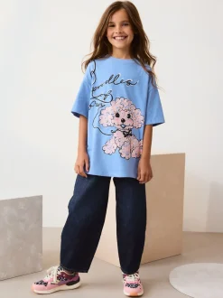T-Shirts|Next Blue Poodle - Oversized T-shirt met grafische print (3-16jr)