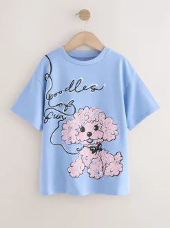 T-Shirts|Next Blue Poodle - Oversized T-shirt met grafische print (3-16jr)