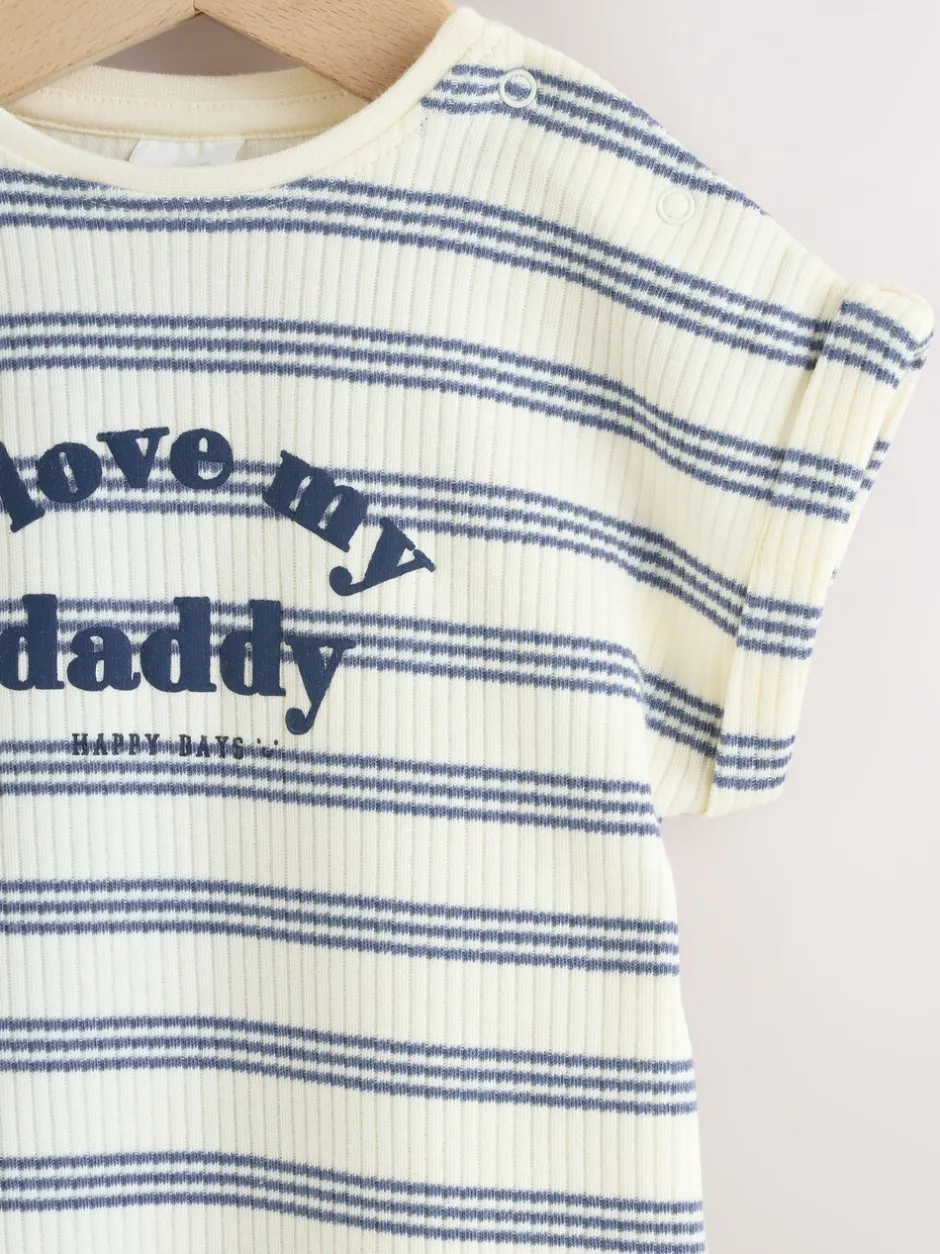 Rompertjes En Tuinbroeken*Next - Jersey babyrompertje Blue Striped I love my Daddy