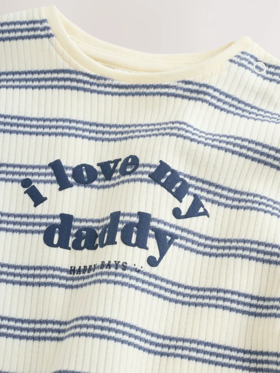 Rompertjes En Tuinbroeken*Next - Jersey babyrompertje Blue Striped I love my Daddy