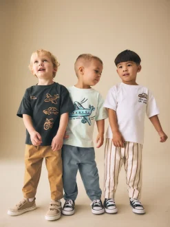 Shorts|Next - Set van 3 T-shirts met korte mouwen en joggingbroeken (3mnd -7jr) Blue/Black/White Vehicles